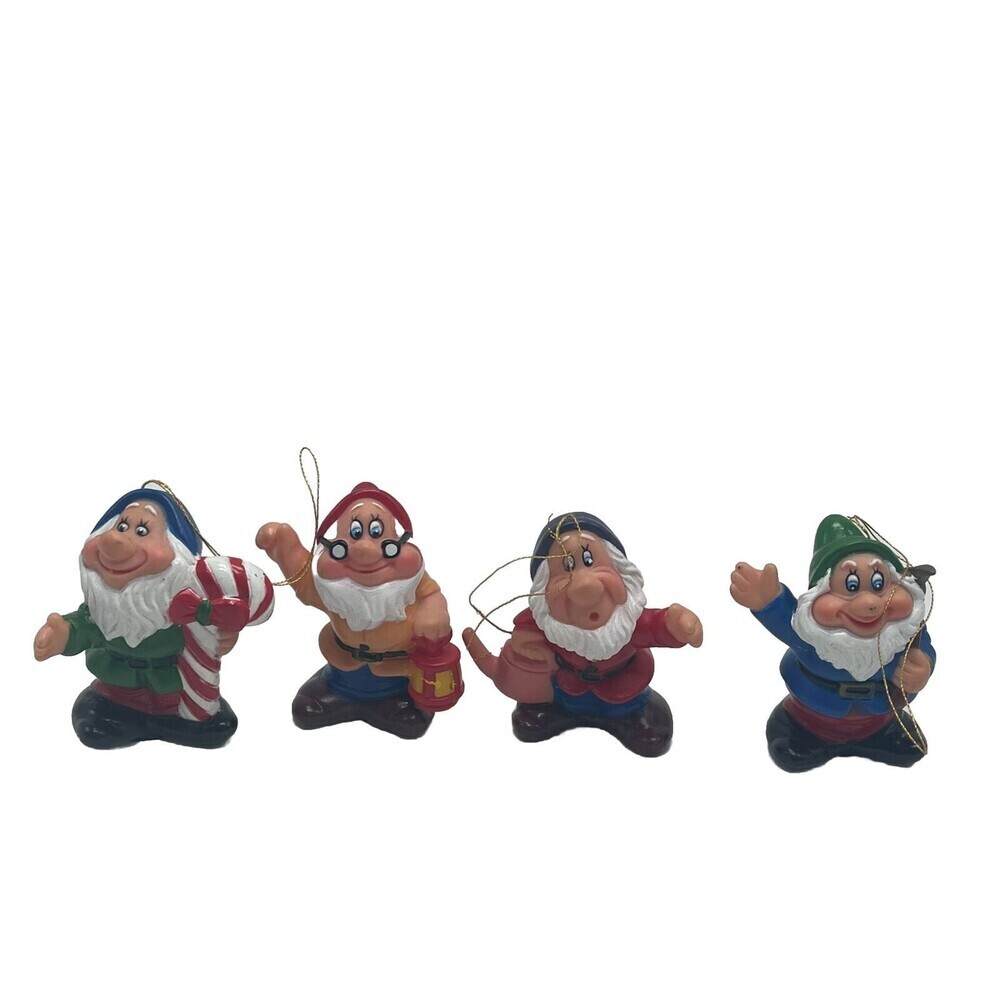 Walt Disney Seven Dwarfs Christmas Lot Of 4 of the 7 Vintage Ornaments